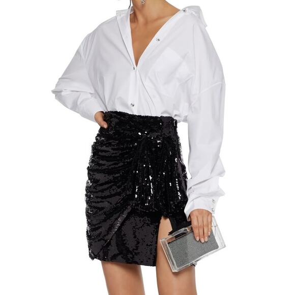 16Arlington Sequin Bow Mini Skirt Black Size 4 Statement Party Designer Sparkle - Picture 1 of 11